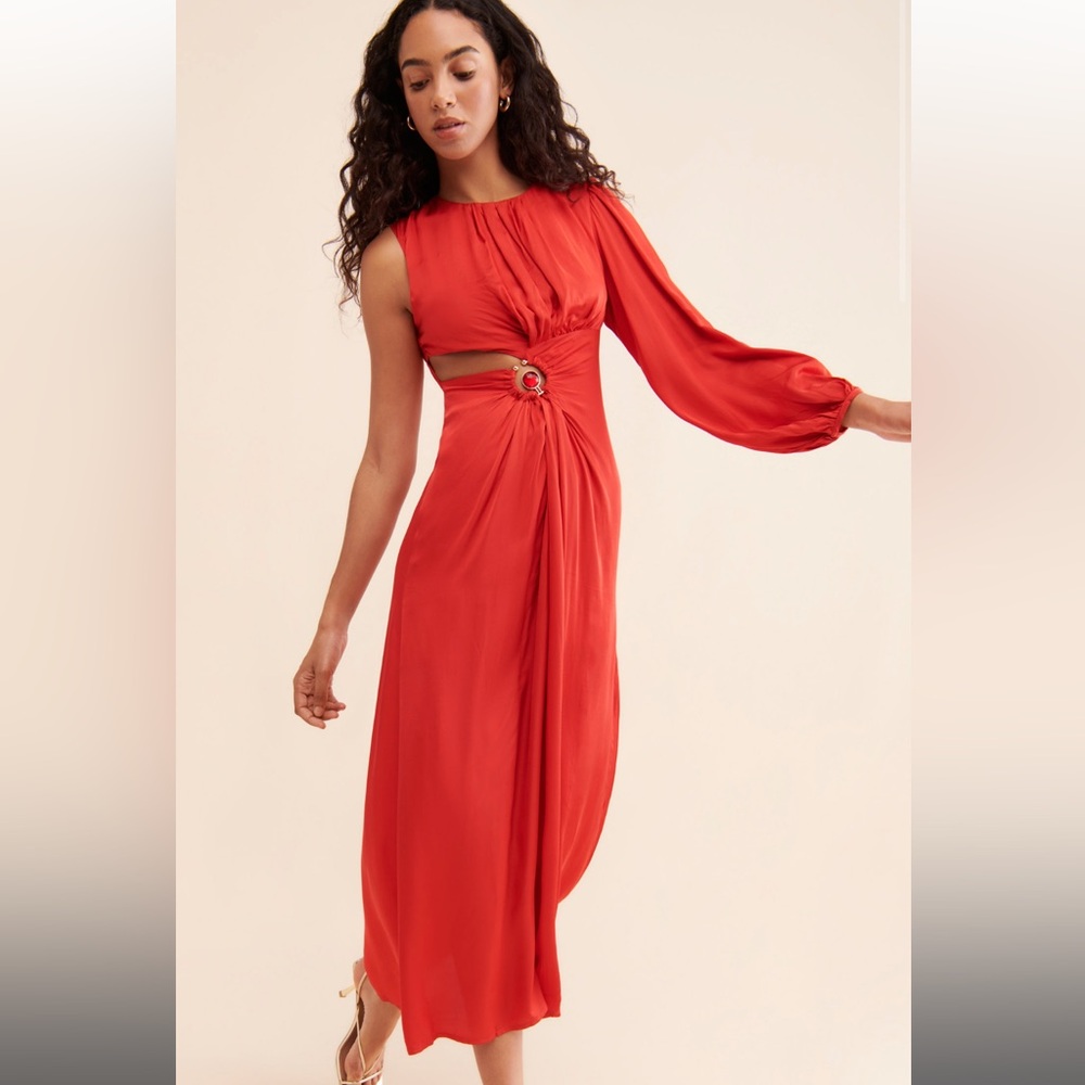 FARM Rio Red One-Shoulder Maxi Dress